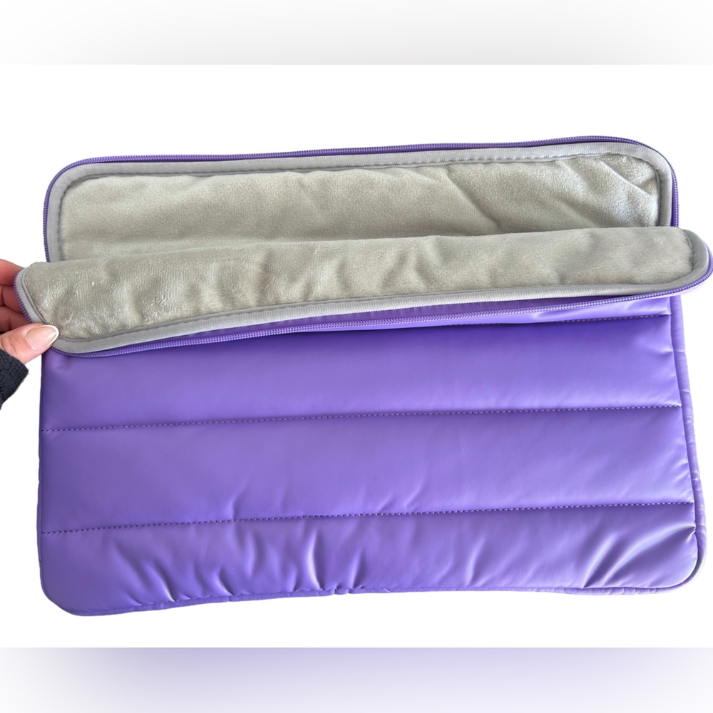 Puffer Purple and Grey fleece Lined Laptop Sleeve Case for 15 inch Computer